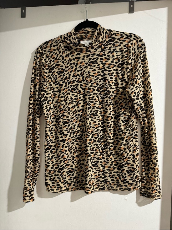ON 34th Tops - On 34th Leopard Print Mock Neck Long Sleeve Top XL